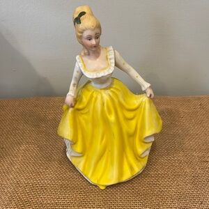 Vintage southern belle in yellow ball gown figurine collectible